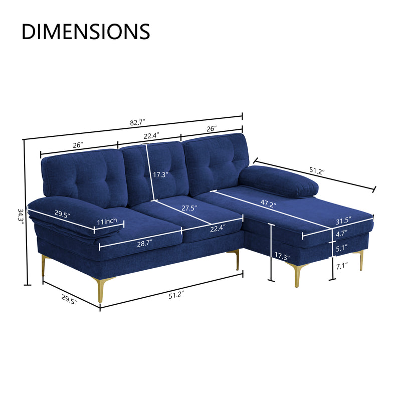 MEROUS Ecksofa, Sofa mit Schlaffunktion, Sofa 3 Sitzer in L Form, Couch Wohnzimmer Polstermöbel