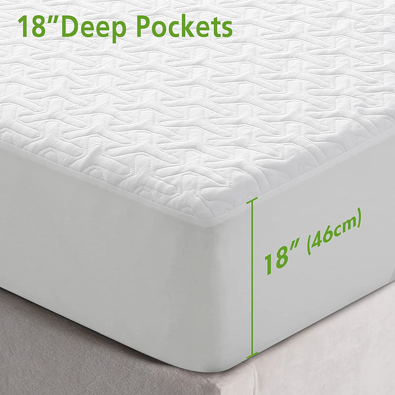 MEROUS Protège-matelas imperméable en fibre de bambou 140X190CM, anti-acarien et antibactérien