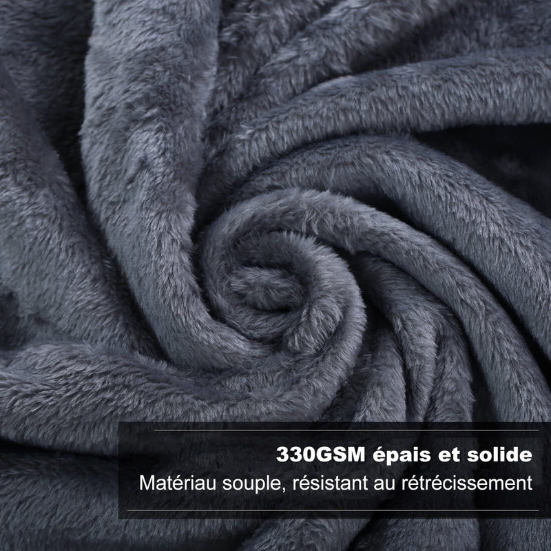 Couverture extra douce flanelle Plaid 220x240 cm Gris foncé
