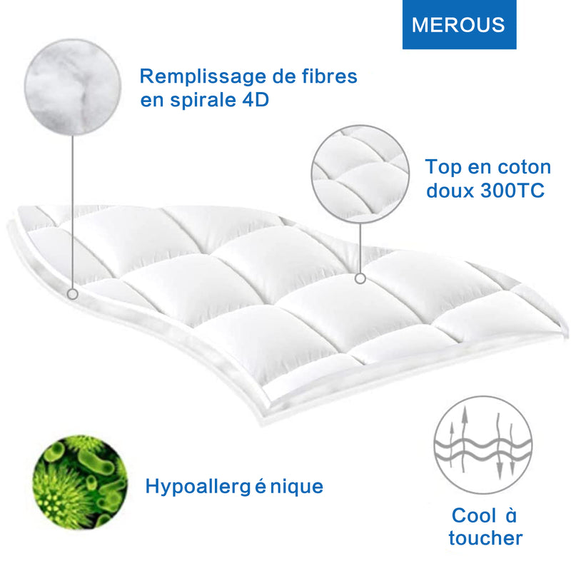 MEROUS Surmatelas - Confort Microfibre - moelleux et doux - anti - acarien - 5CM