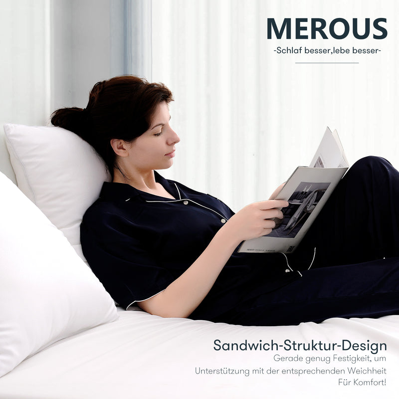 MEROUS 2Pcs Oreiller luxueux 60x60 cm blanc-100% fibre de polyester-doux et gonflé-anti-acarien et hypoallergénique